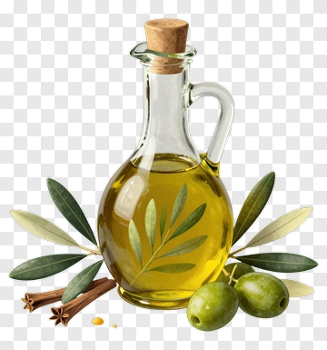 Olive Oil Bottle With Olives And Herbs PNG