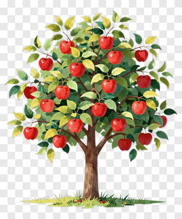 Apple Tree With Red Apples PNG