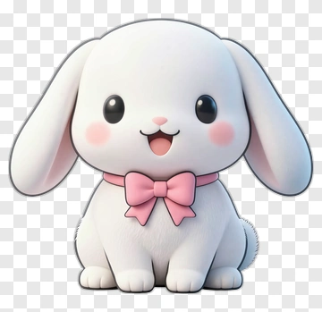 Cute Cartoon Rabbit With A Pink Bow PNG