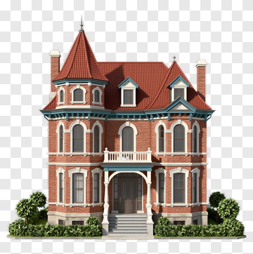 Victorian Style Brick House PNG