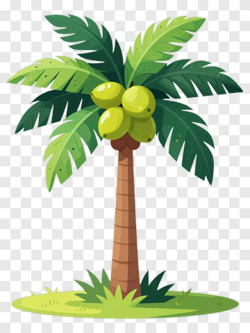 Colorful Palm Tree With Green Fruits PNG