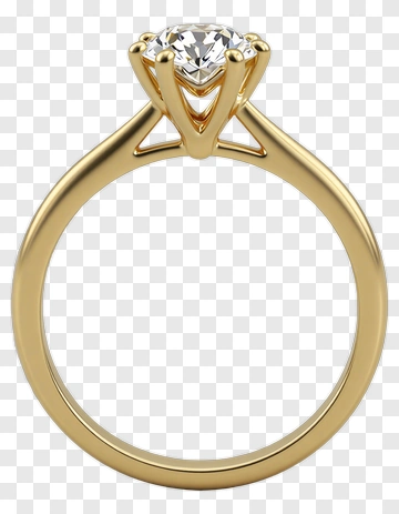 Gold Engagement Ring With Diamond PNG
