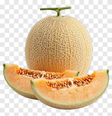 Whole Cantaloupe And Sliced Pieces PNG