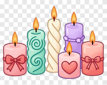 Colorful Candles With Flames PNG