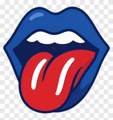 Cartoon Blue Lips Sticking Out Red Tongue PNG