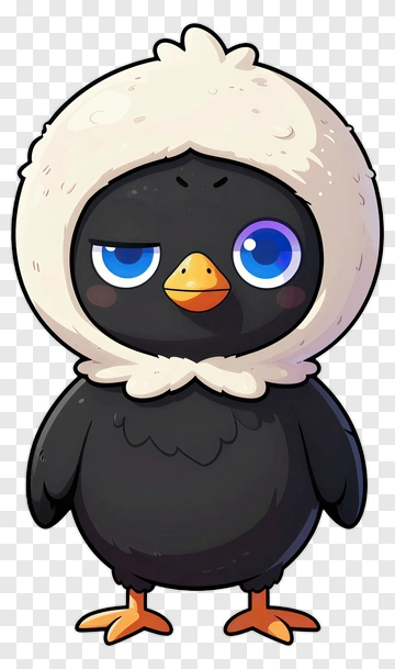Cartoon Bird Character With A White Hood PNG