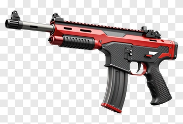 Red And Black Tactical Gun PNG