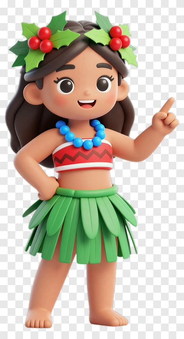 Cartoon Girl In Tropical Outfit With Holiday Accessories PNG