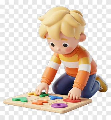 Child Playing With A Puzzle PNG