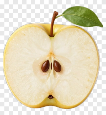 Sliced Apple With Leaf PNG