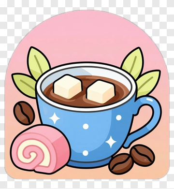 Cup Of Hot Chocolate With Marshmallows And Candy Roll PNG