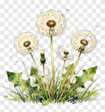 Watercolor Dandelion Flowers PNG