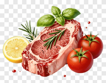 Raw Steak With Herbs And Vegetables PNG