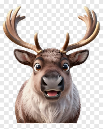 Cartoon Reindeer With Antlers PNG