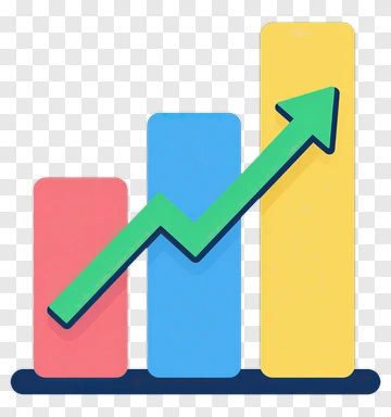 Colorful Bar Chart With Rising Trend Arrow PNG