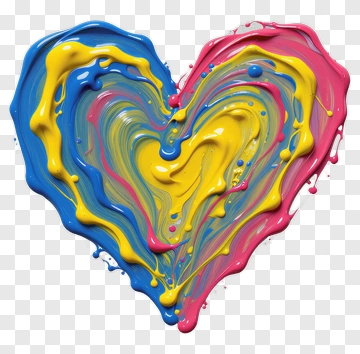 Colorful Heart Made Of Paint PNG