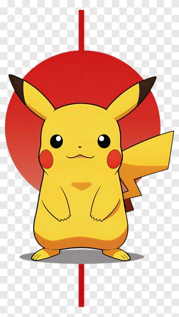 Pikachu Character With Red Background PNG