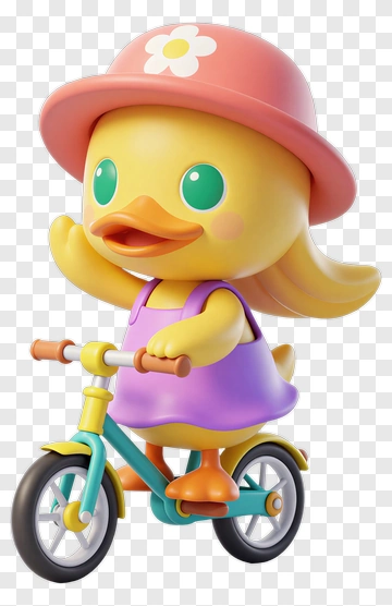 Cartoon Duck Riding A Bicycle PNG
