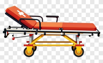 Medical Stretcher With Red Cushion PNG