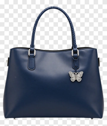 Navy Handbag With Butterfly Charm PNG