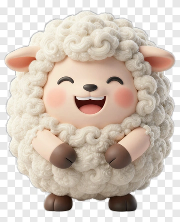 Cartoon Sheep Character Smiling PNG