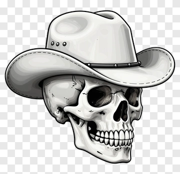 Cowboy Skull With Hat PNG