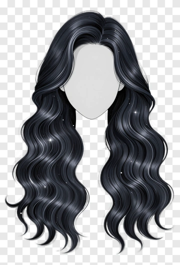 Long Black Wavy Hair PNG