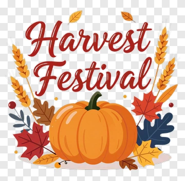 Harvest Festival Pumpkin With Autumn Leaves PNG