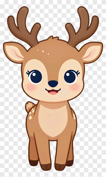 Cartoon Deer With Antlers PNG