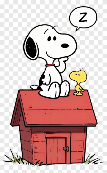 Snoopy And Woodstock On Doghouse PNG