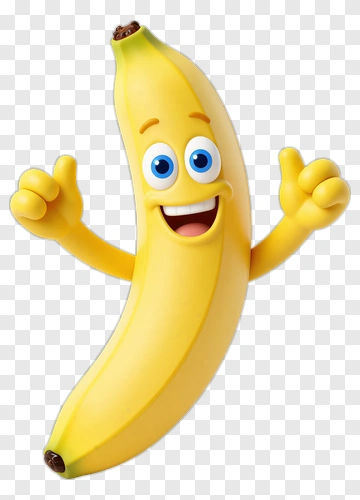 Cartoon Banana With A Happy Face PNG