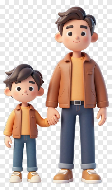 Cartoon Father And Son Holding Hands PNG