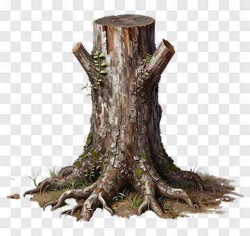 Tree Stump With Roots And Moss PNG