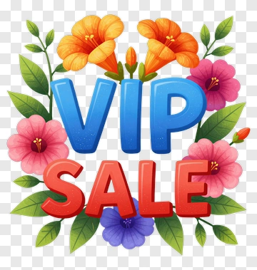 Vip Sale With Colorful Flowers PNG