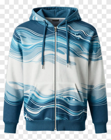 Blue Hoodie With Wave Pattern PNG