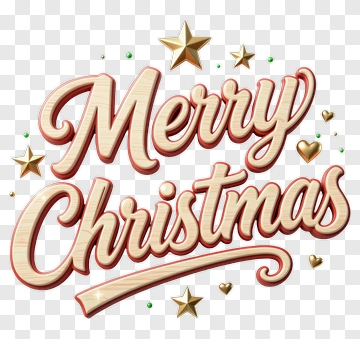 Merry Christmas Text With Stars PNG