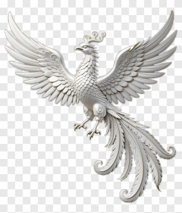 Elegant White Phoenix With Detailed Feathers PNG