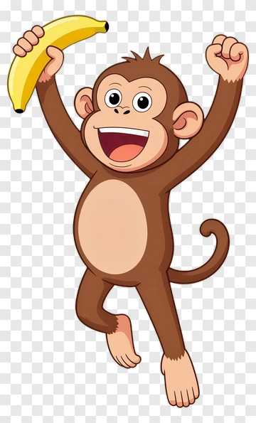 Cartoon Monkey Holding A Banana PNG