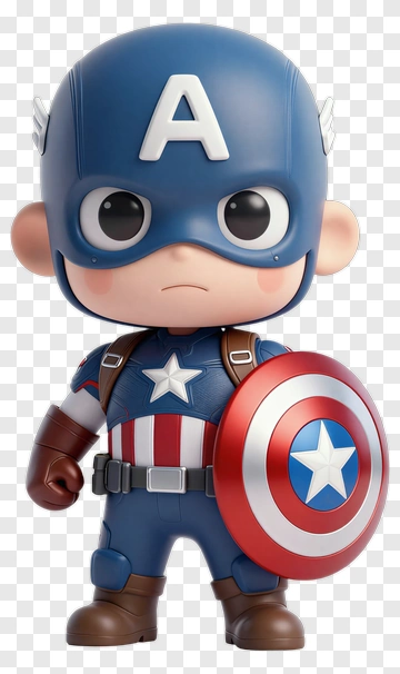 Chibi Captain America Holding Shield PNG