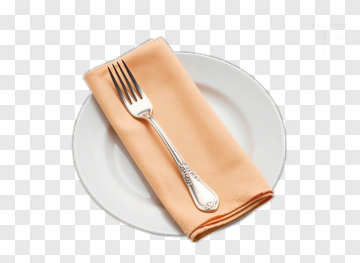 Fork On A Plate With A Napkin PNG
