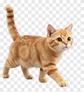 Orange Cat Walking PNG