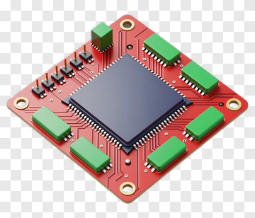 Red Circuit Board With Green Components PNG