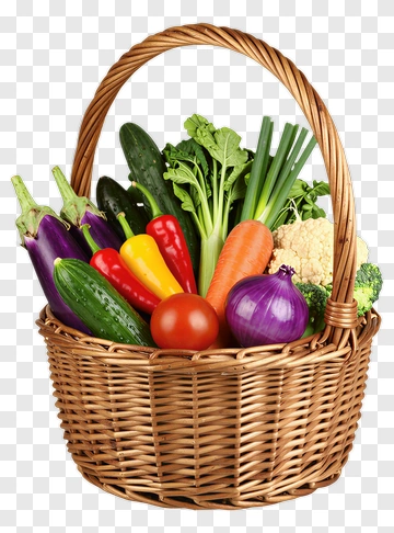Vegetable Basket Filled With Fresh Produce PNG