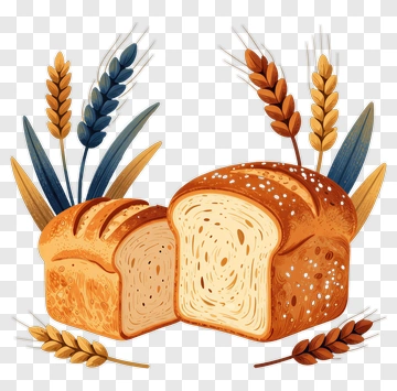 Freshly Baked Bread With Wheat Stalks PNG