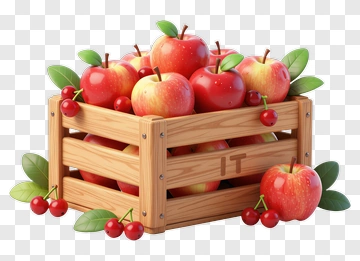 Wooden Crate Filled With Red Apples PNG