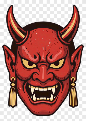 Cartoon Demon Mask With Horns PNG