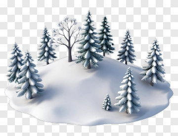 Snowy Winter Landscape With Pine Trees PNG