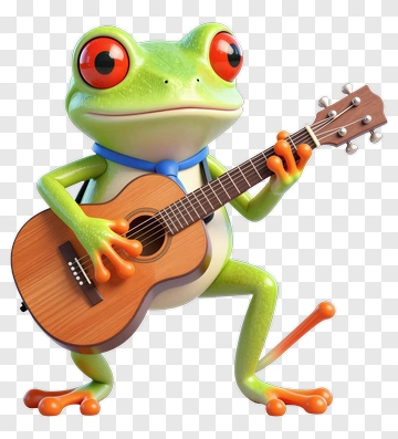 Cartoon Frog Playing Guitar PNG