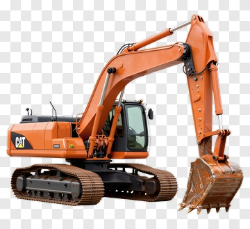 Excavator With Orange Arm PNG