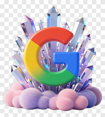 3D Google Logo Surrounded By Crystals PNG